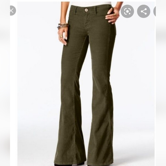 Free People Jolene Corduroy Flare Bellbottoms  in Light Military Green - Size 31 - Picture 12 of 12